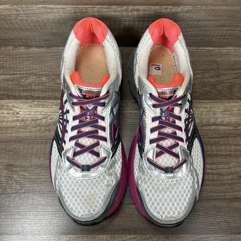 Brooks Adrenaline GTS 14 Silver Purple Womens Size 10 1201511B581 Running Shoes